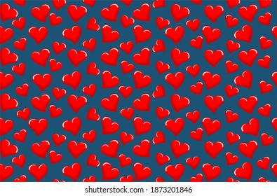 Red vector hearts in a trendy pattern for valentine's day. Seamless pattern about love