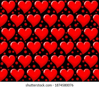 Red vector hearts in a trendy pattern for valentine's day. Seamless pattern about love