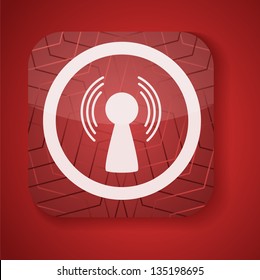a red vector icon with antenna inside