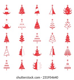 Red vector icon Christmas tree,illustration designed