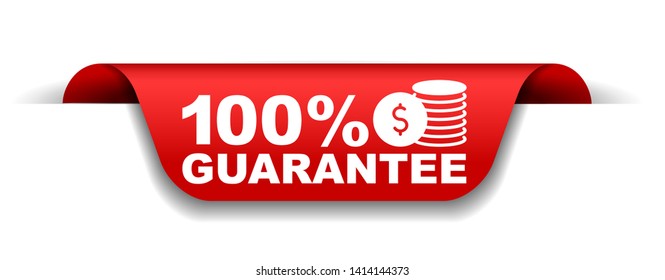 red vector illustration banner 100% guarantee