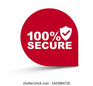 red vector illustration banner 100% secure