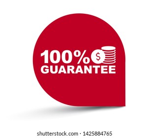 red vector illustration banner 100% guarantee