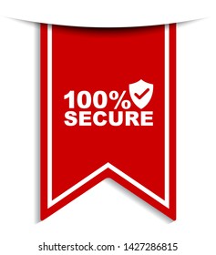 red vector illustration banner 100% secure