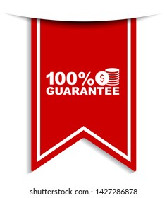 red vector illustration banner 100% guarantee