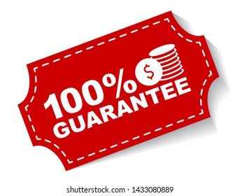 red vector illustration banner 100 percent guarantee