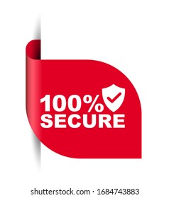 banner de ilustración de vector rojo 100% seguro