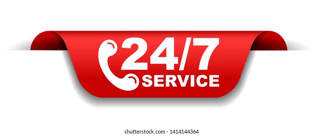red vector illustration banner 24/7 service