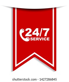 red vector illustration banner 24/7 service