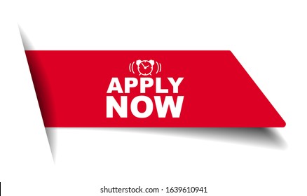 red vector illustration banner apply now