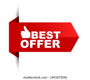 red vector illustration banner best offer