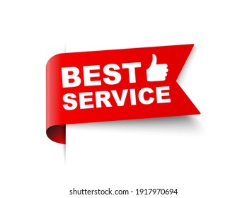 Red vector illustration banner best service with thumbs up