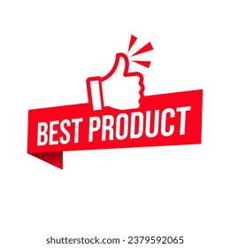 red vector illustration banner best product with thumbs up