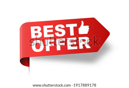 Red vector illustration banner best offer with thumbs up