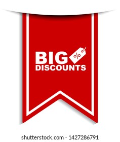 red vector illustration banner big discounts