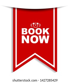 red vector illustration banner book now
