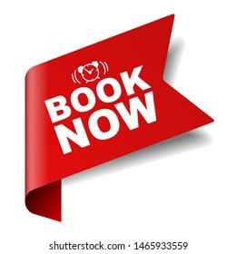 red vector illustration banner book now