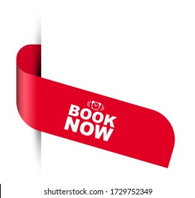 red vector illustration banner book now