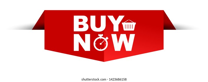 red vector illustration banner buy now