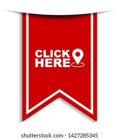 red vector illustration banner click here