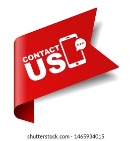 red vector illustration banner contact us