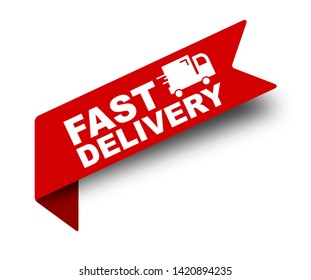 red vector illustration banner fast delivery