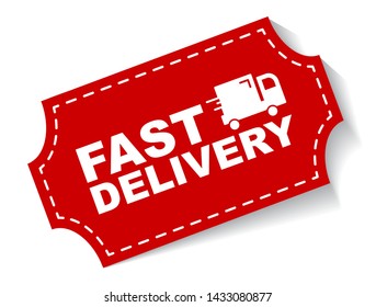 red vector illustration banner fast delivery