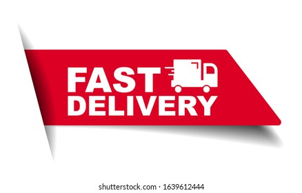 red vector illustration banner fast delivery