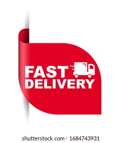 red vector illustration banner fast delivery