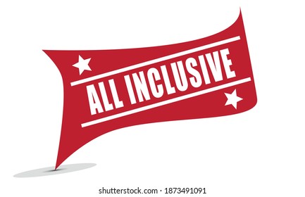 RED VECTOR ILLUSTRATION BANNER FLAG ALL INCLUSIVE