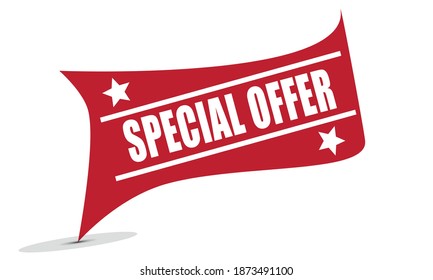 RED VECTOR ILLUSTRATION BANNER FLAG SPECIAL OFFER