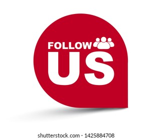red vector illustration banner follow us