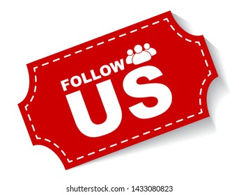 red vector illustration banner follow us