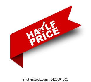 red vector illustration banner half price