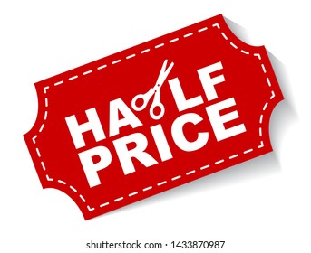 red vector illustration banner half price
