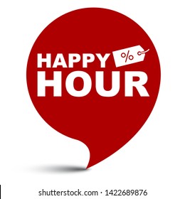 red vector illustration banner happy hour
