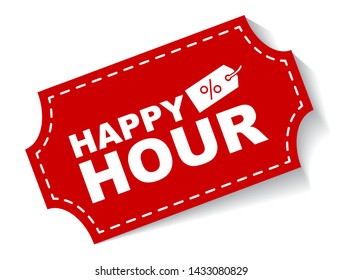 red vector illustration banner happy hour