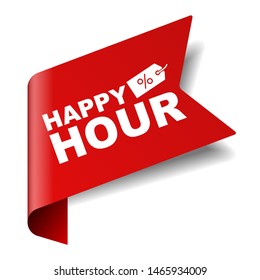 red vector illustration banner happy hour