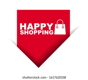 red vector illustration banner happy shopping