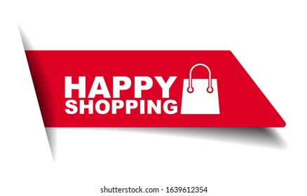 red vector illustration banner happy shopping