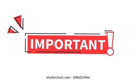 banner de ilustración de vector rojo importante con signo de exclamación
