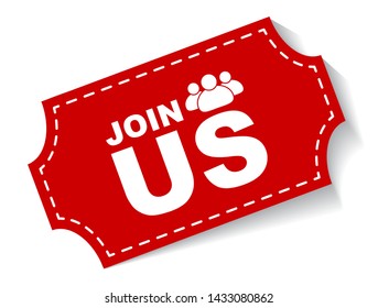 red vector illustration banner join us