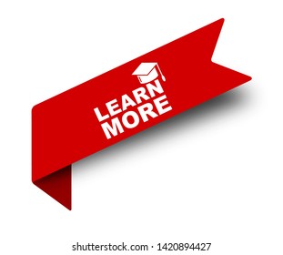 red vector illustration banner learn more