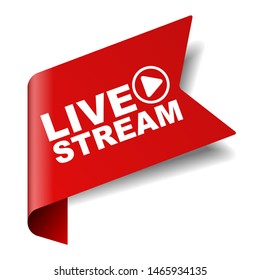 red vector illustration banner live stream