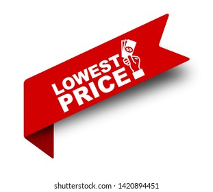 red vector illustration banner lowest price