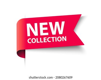 red vector illustration banner new collection label