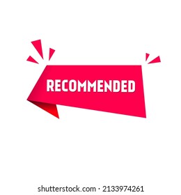 red vector illustration banner recommended. recommended. recommended label. Modern Web Banner Element.