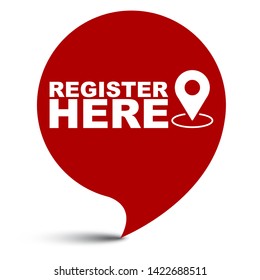 red vector illustration banner register here