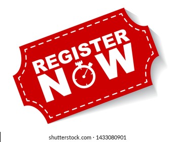 red vector illustration banner register now