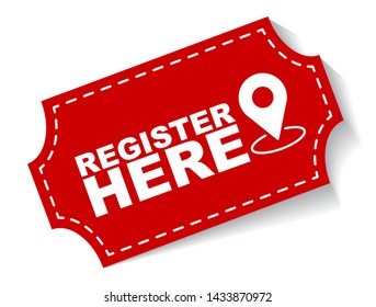 red vector illustration banner register here